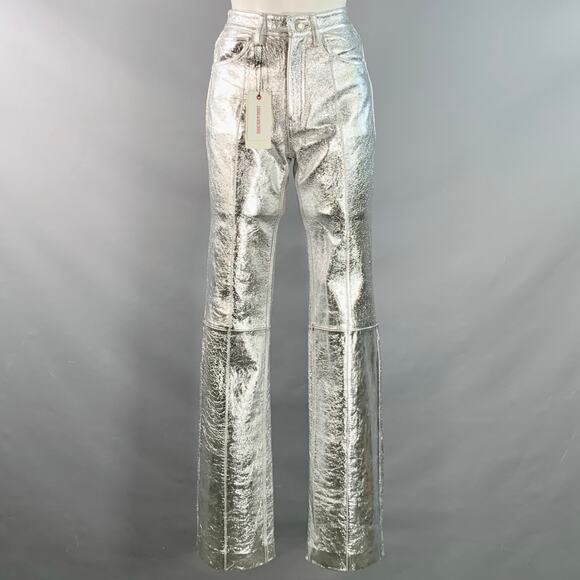 ZADIG & VOLTAIRE Size XS Metallic Silver Jean Cut Straight Casual Pants - Picture 1 of 6